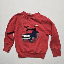 Vintage Healthknit Sweatshirt Youth Medium 4-5 Truck Googly Eyes Made USA 90s