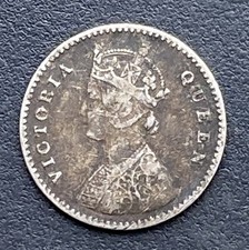 India 1862 Victoria 2 Annas Silver Colonial Coin Lot G23