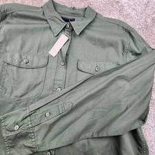 J. Crew Mens Utility Shirt Green Button Down Long Sleeve Cotton Size L NWT