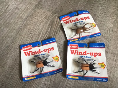 PLAYSKOOL Wind Ups Ugh-A-Bugs Atlas Five Horn Beetles 3 Vintage Play School