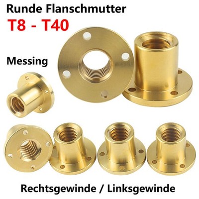 Rund Flansch Trapezgewindemuttern T8 ~ T40 Messing Muttern Links/Rechts Gewinde