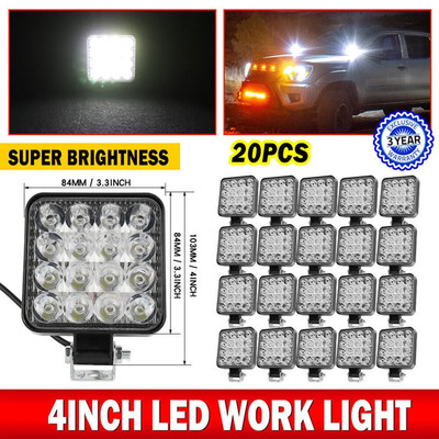 20 X 48W LED Work Light Truck OffRoad Tractor Flood Lights 12V Square 3.3 Inch
