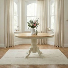 Padstow Extending 100cm Round Rustic Dining Table Traditional Farmhouse