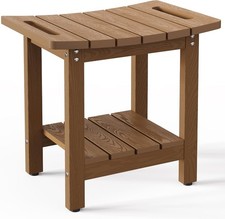 Shower Bench Stool with Storage Shelf Waterproof Shower Chair Seat Spa Brown