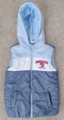 Marvel Amazing Spider-man Puffer Jacket Vest Boys Size 7 Hooded Zipper Front New