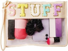 HANAMO Chenille Letter Clear Bag for Tote Organizer, Chenille Letter Stuff Po...