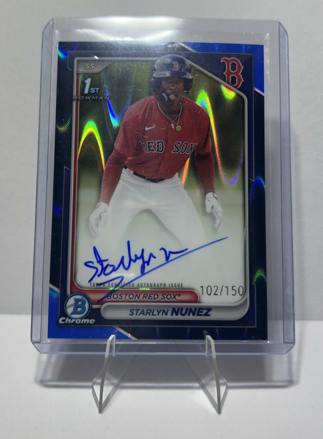 STARLYN NUNEZ 2024 BOWMAN CHROME 1ST AUTOGRAPH BLUE RAYWAVE AUTO /150 Q0208