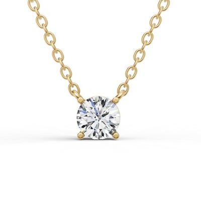 14K Gelbgold 1CT Lab Grown Floating Runde Form Diamant Solitär Anhänger