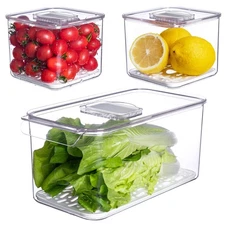 vacane Fresh Produce Saver for Refrigerator, 3 Pcs Food Fruit Lettuce Keeper Con