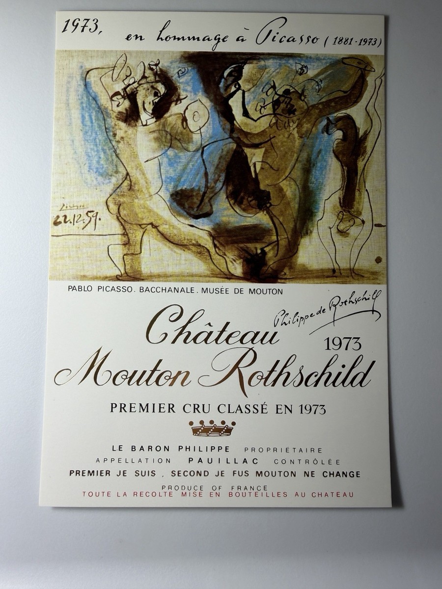 1973 Château Mouton Rothschild Picasso Bacchanale Wine Label