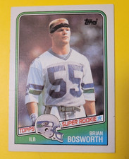 1988 Topps Football Base Card Rookie #144 Brian BOSWORTH. rookie card picture