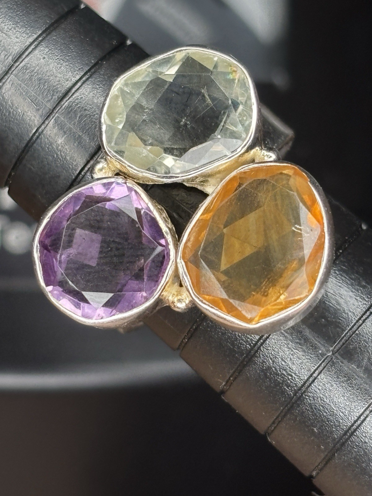 Sterling Silver Multi Gem Ring Size 8 - image 11