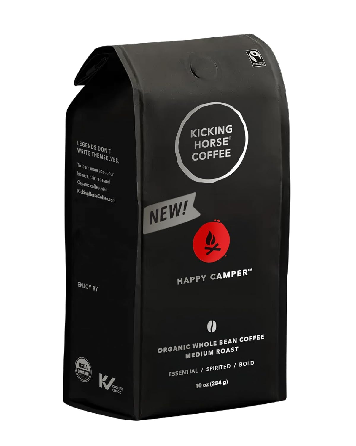 Kicking Horse Happy Camper Whole Bean Coffee, 10 Ounce - Certified Organic, Fair