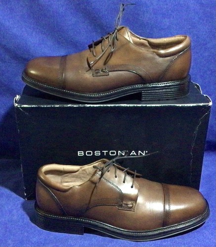 Antique Brown Leather Bostonian Oxford Shoes Sz 11 M Cap Toe NEW