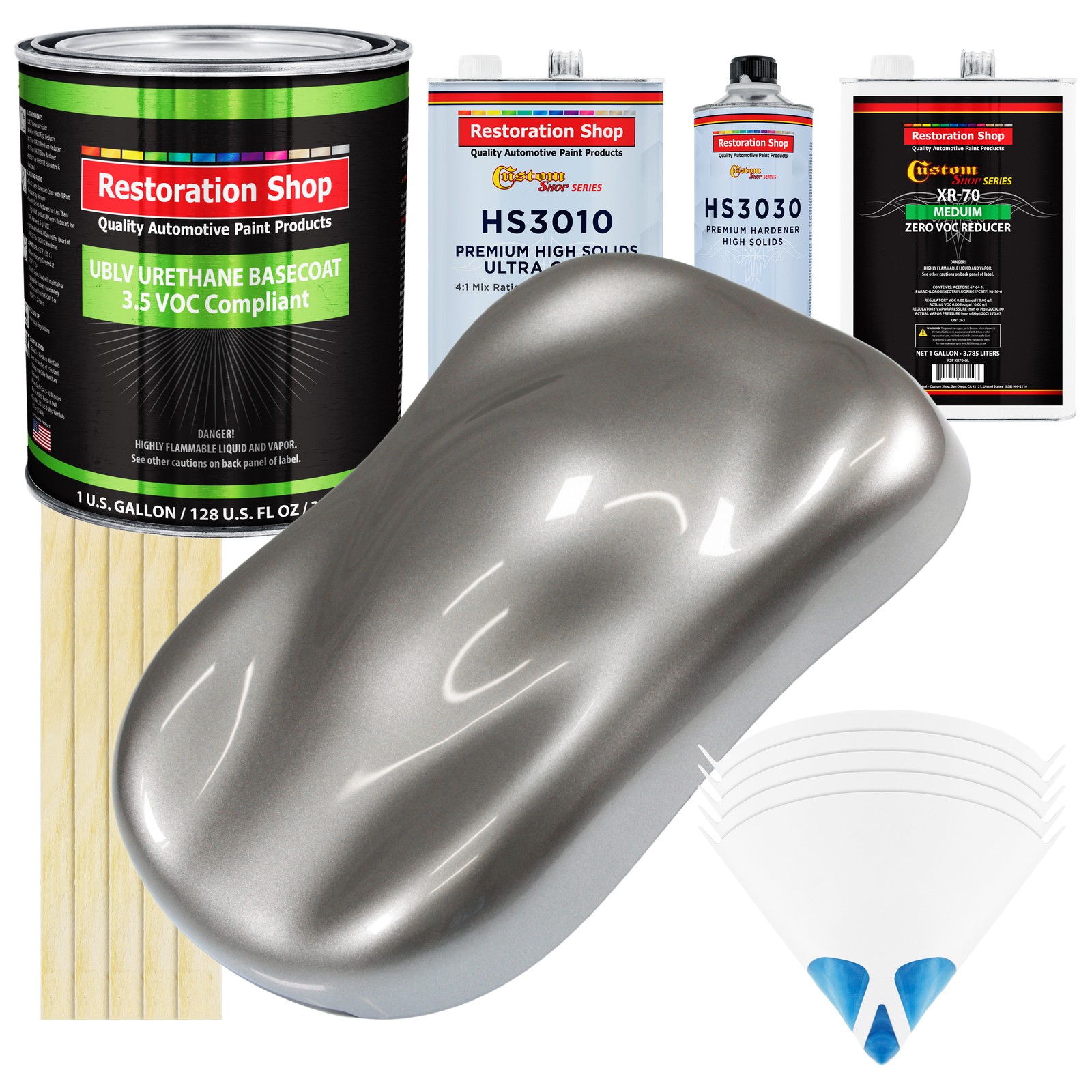 Titanium Gray Metallic Low VOC Urethane Basecoat Car Paint Gallon Kit