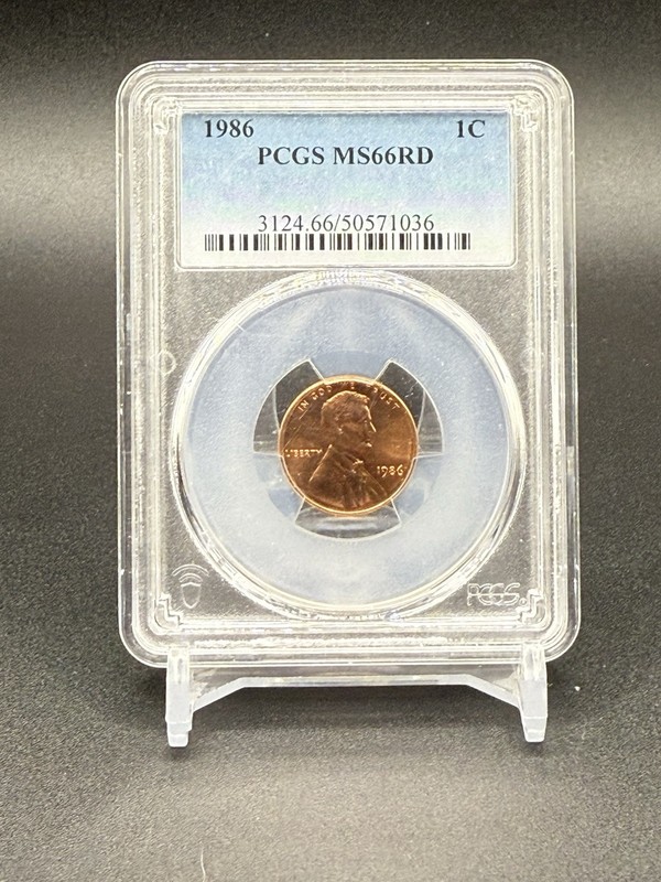 1986 1C RD Lincoln Cent-PCGS # 3124 Grade MS66RD--551-1