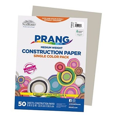  (Formerly SunWorks) Construction Paper, 9'' x 12'', 50 Sheets Gray loose-sheets