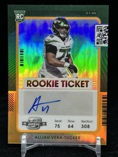 Panini Contenders Optic 2021 Alijah Vera-Tucker Jets #148 Orange Prizm Rookie T…