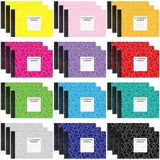 36Pcs Jr. Composition Notebooks Half Size 4.88x7.5in 80 Sheets Wide Ruled Bulk