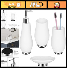 Ceramic Bathroom Accessories Set 4 Pcs - Toothbrush Holder, Soap Dispenser, Tumb