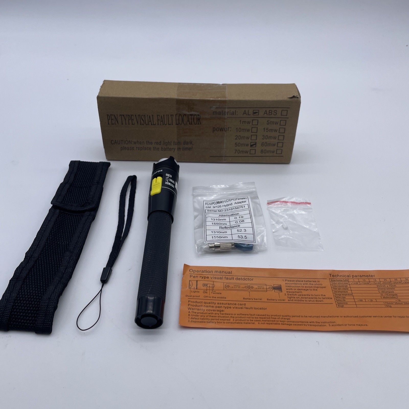 Visual Fault Locator Fiber Optic Tester VFL Fiber 50mw Meter FC