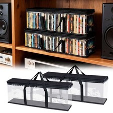 2PCS CD DVD Storage Bags, Clear PVC Media Holder Case w/Handles for Video Games