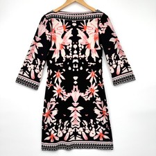 Beige by ECI Womens Dress Size 4 Black Pink Artsy Mirrored Brushstroke Floral 