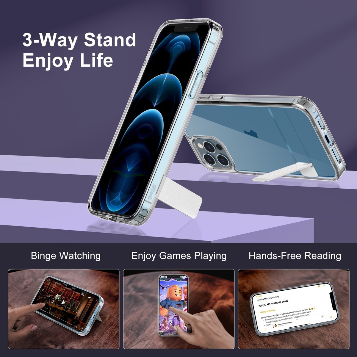 JETech Case for iPhone 12 Pro Max 6.7-Inch with Stand, 3-Way Metal