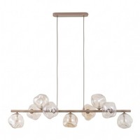 Pendelleuchte Metall Glas G9 9-Flammig Beige Cognac L:116 Cm HäNgelampe Esstisch