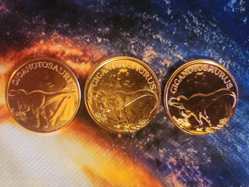 Dino Deals! Lot Of 3 .999 Fine Copper Giganotosaurus Coins