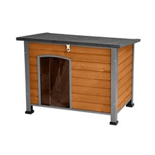 Indoor Outdoor Dog House,Anti-Chewing Iron Frame Dog Kennel,Wood Warm Pets Ho...