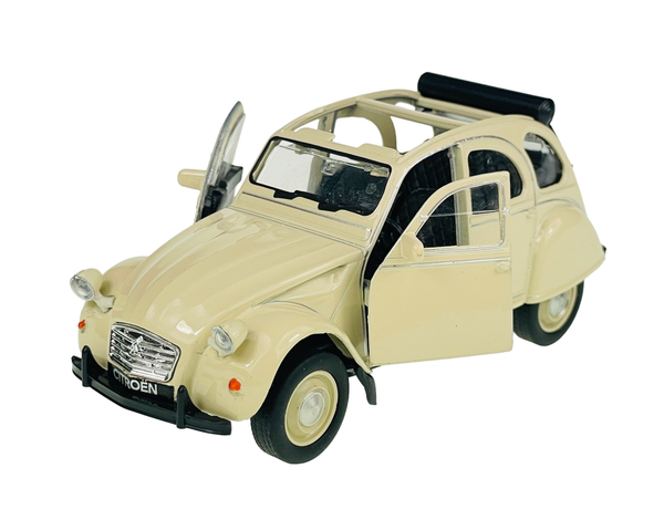 Welly Old Timer Citroen 2CV Beige Ohne Dach 1:34 Die Cast Metal Neu Im Kasten-image