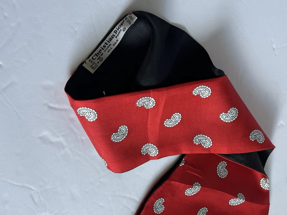 Christian Dior Vintage Tie Scarf Ascot Silk Made in Italy Rare New Old Stock - Image 3 of 3