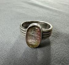 Artisan Ring Sterling Silver Pinkish Green Stone Size 7 bm