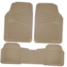 Rubber Car Mats, Waterproof Car Floor Mats All Full Set 3 Piece All Beige