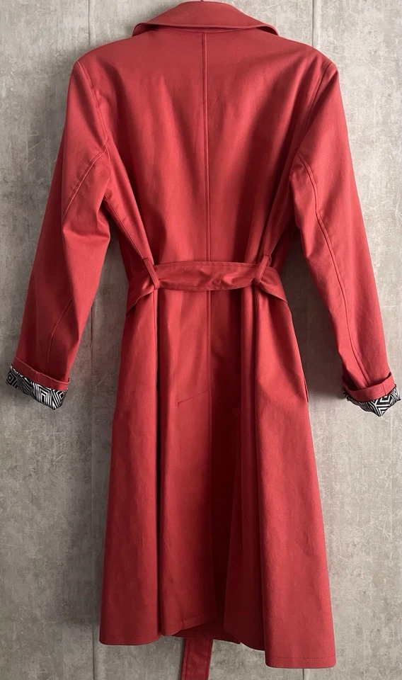 Abrigo Talbots Coral Cuello Forrado Algodón Doble Pecho Cinturón Bolsillos Talla 4 Foto 3 de 4