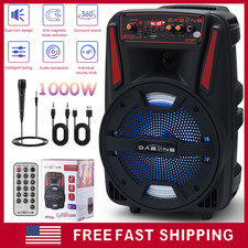 1000W Portable Wireless Bluetooth Speaker 8" Heavy Bass Sound USB FM AUX Party