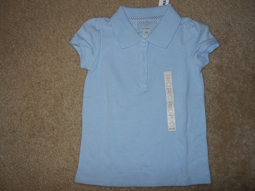 NEW Girls Uniform Polo Shirts Blue White Old Navy Top - Picture 2 of 2