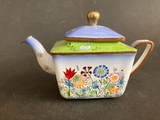 Goebel  Teekanne Email Miniatur Metall Sammlungsauflösung Blumen