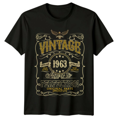 Vintage 1963 Herren T-Shirt Aged To Perfection 63. Geburtstag Geschenk Tee