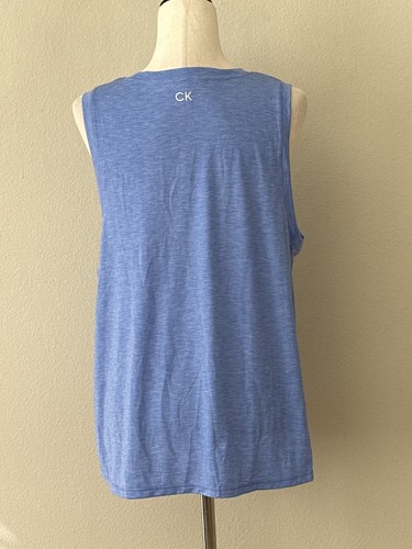 NWT Calvin Klein Performance Women's Sz S Dropped Armhole Sleeves Tank Top Blue - Picture 4 of 7