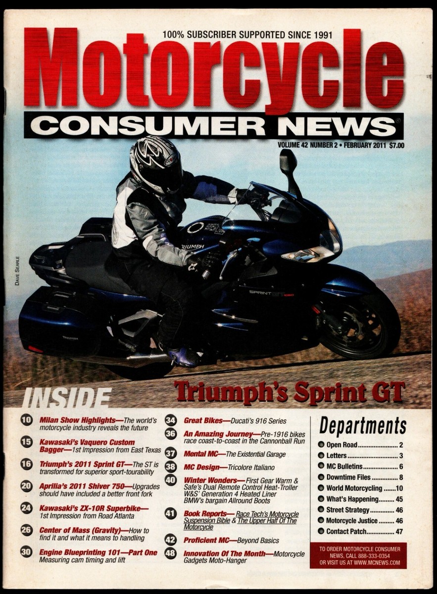 FEBRUARY 2011 MOTORCYCLE CONSUMER NEWS, TRIUMPH SPRINT GT