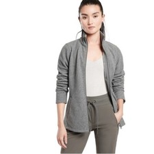 Athleta Stroll Fleece Full Zip Jacket in Egret Grey Size S Women Nwot