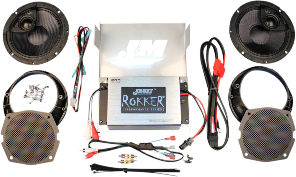 アンプ John J&M JMC ROKKER 200W 2-Channel Amplifier Speaker Kit Harley Batwing