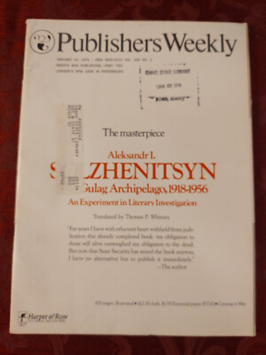 PUBLISHERS WEEKLY Magazine January 14 1974 Alexander Solzhenitsyn Stanley Corwin