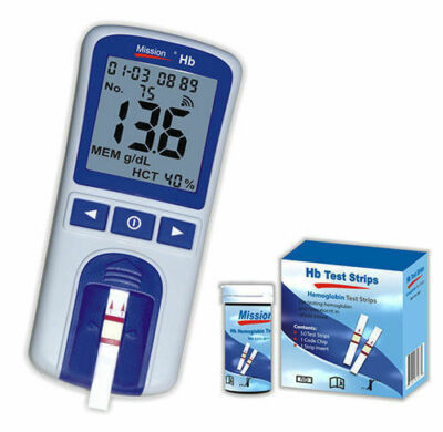 2 X  Mission Digital Hb Hemoglobin Testing Meter FREE 60 STRIPS HURRY BEST