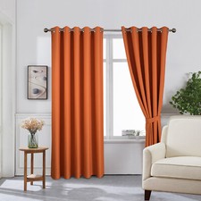 Extra Wide 285cm Eyelet Blackout Curtains with 228cm Drop and Matching Tiebacks