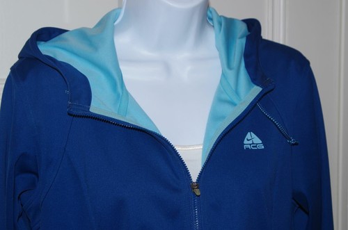 Chaqueta con capucha para mujer NIKE ACG azul azulado con cremallera completa talla M - Imagen 2 de 9