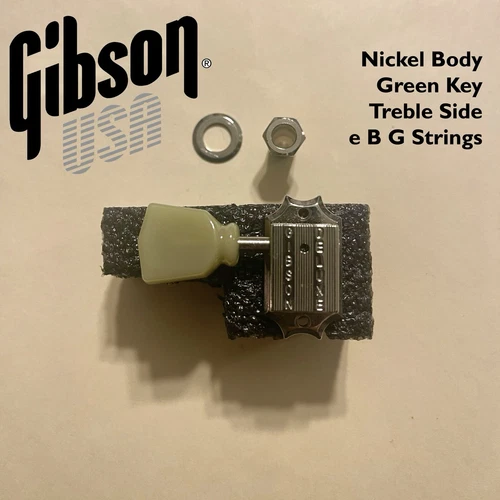 SINGLE Gibson Deluxe Tuner TREBLE SIDE Nickel/GREEN KEY