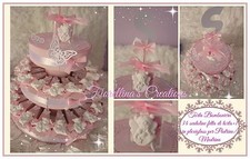 TORTA BOMBONIERA 35 pz battesimo-FATINE-FARFALLE-PERSONALIZZATA  con confetti